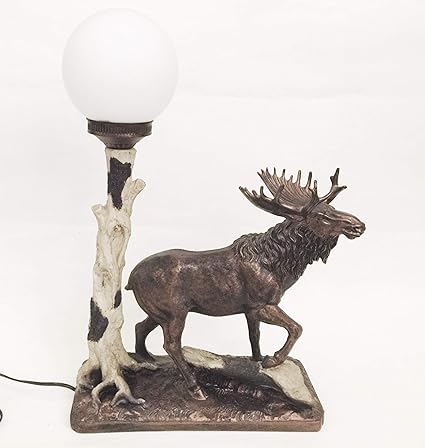 The Vision Moose Under The Moon Table Lamp Rustic Cabin Moose