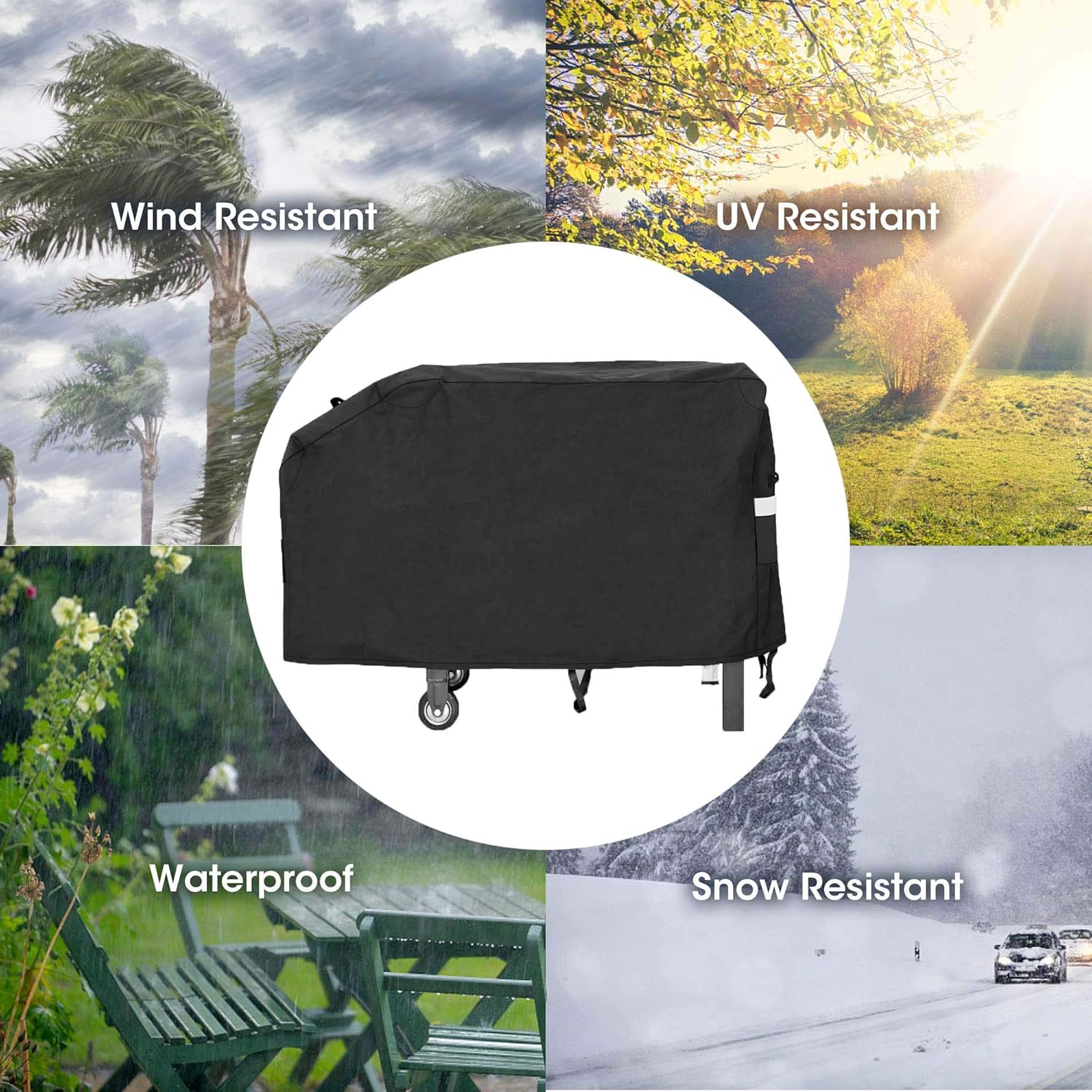 QuliMetal 28" Grill Griddle Cover for Blackstone Outdoor Cooking Gas Grill Griddle Flat Top Station, for Camp Chef Griddle and Most 2 Burner Flat Top Grill Griddle, Heavy Duty Cover with Support Pole: Kitchen & Dining