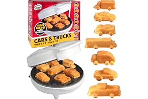 Car Mini Waffle Maker- Make 7 Fun, Different Race Cars, Trucks, and Automobile Vehicle Shaped Pancakes- Electric Waffler Iron