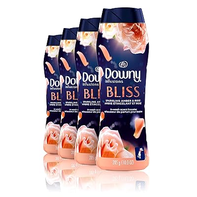 Downy Infusions in-Wash Scent Booster Beads, Bliss, Sparkling Amber &amp; Rose, 10 Ounce, 4 Count