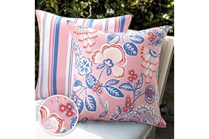 Phantoscope Pack of 2 Outdoor Indoor Throw Pillow Covers Decorative Waterproof Outdoor Pillows Patio Pillows Cushion Case for Couch Tent Park, Pink 20 x 20 Inches