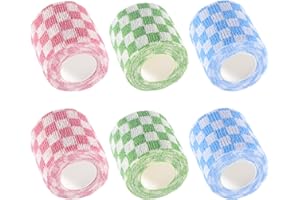 IndigoCase 6 Pack Self Adhesive Bandage Wrap 2 Inch, Multi-Grid Color Bandages Variety Pack, Elastic Grip Tape, Sports Wraps, Vet Wrap, Large Bandages Bulk for Knee, Ankle, Dogs and Horses.