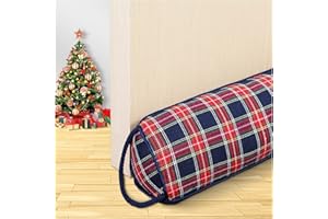 WOCHITV Triangle Under Door Draft Stopper 32 Inches Noise Blocker for Door Bottom Air Seal Insulation and Soundproof, Heavy Duty Weather Guard Snake Stripping, Tartan Check Navy Blue Red