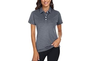TACVASEN Polo Shirts for Women Short Sleeve Golf Shirts 4-Button Quick Dry Workout Tops Collared for Work Running Tennis