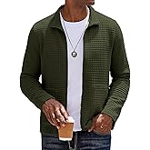 COOFANDY Men's Lightweight Varsity Jacket Casual Bomber Jackets Waffle Zip Up Sweatshirts with Pocket