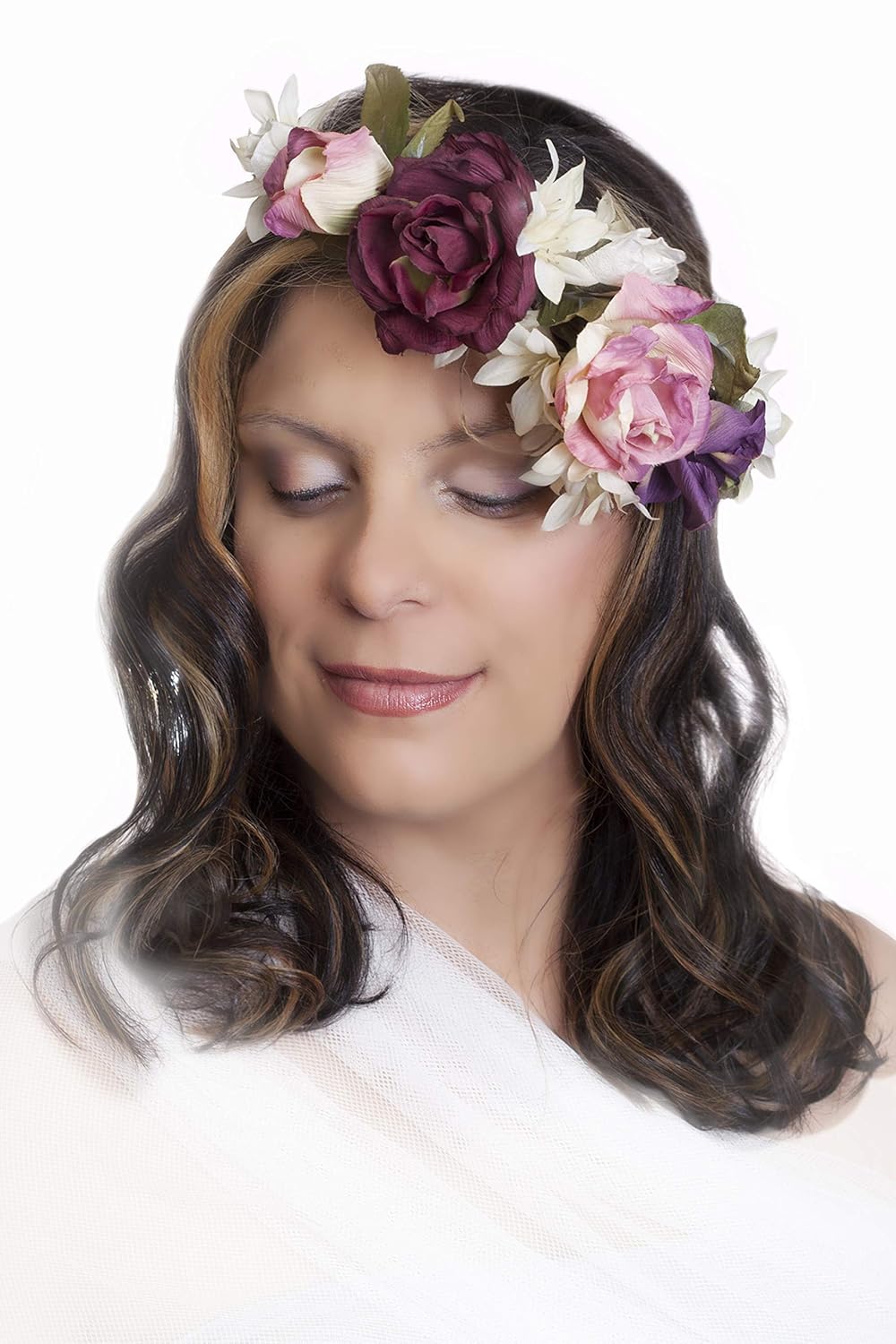 Amazon Com Handmade And Pink Floral Hair Vine Bridal Flower Hairpiece Bridesmaids Floral Hair Wreath Hair Halo Flower Crown Boho Prom Flower Vine Marternity Shoot Handmade