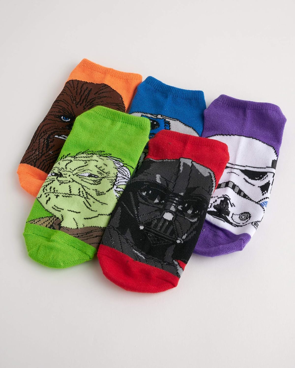 Star Wars Classic Big Face 5 Pack No Show Socks, Size Sock Size: 9-11, Brights: Clothing