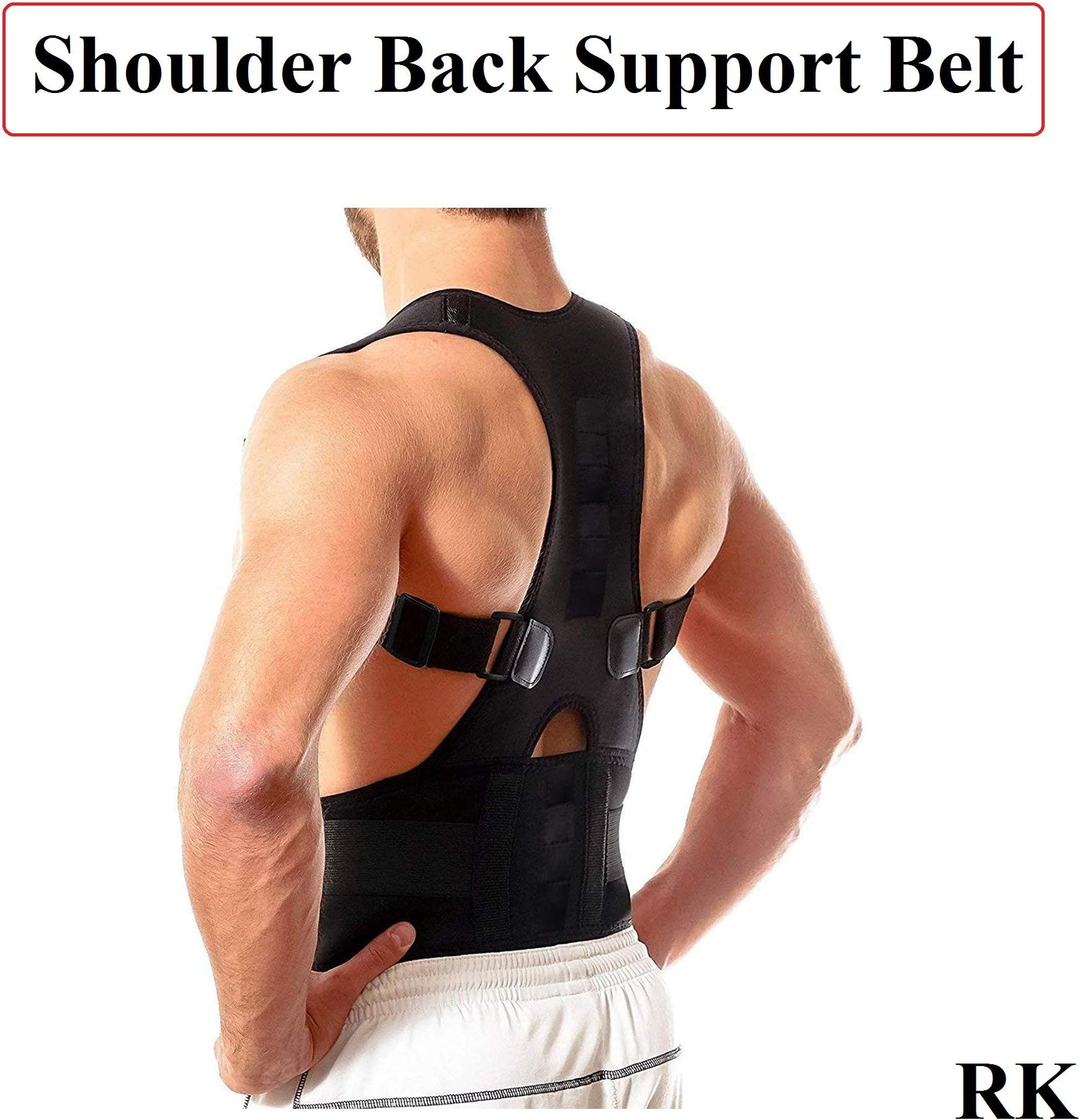 RK enterprise Ucravo Unisex Magnetic Back Brace Posture Corrector Therapy Shoulder Belt (Free Size)