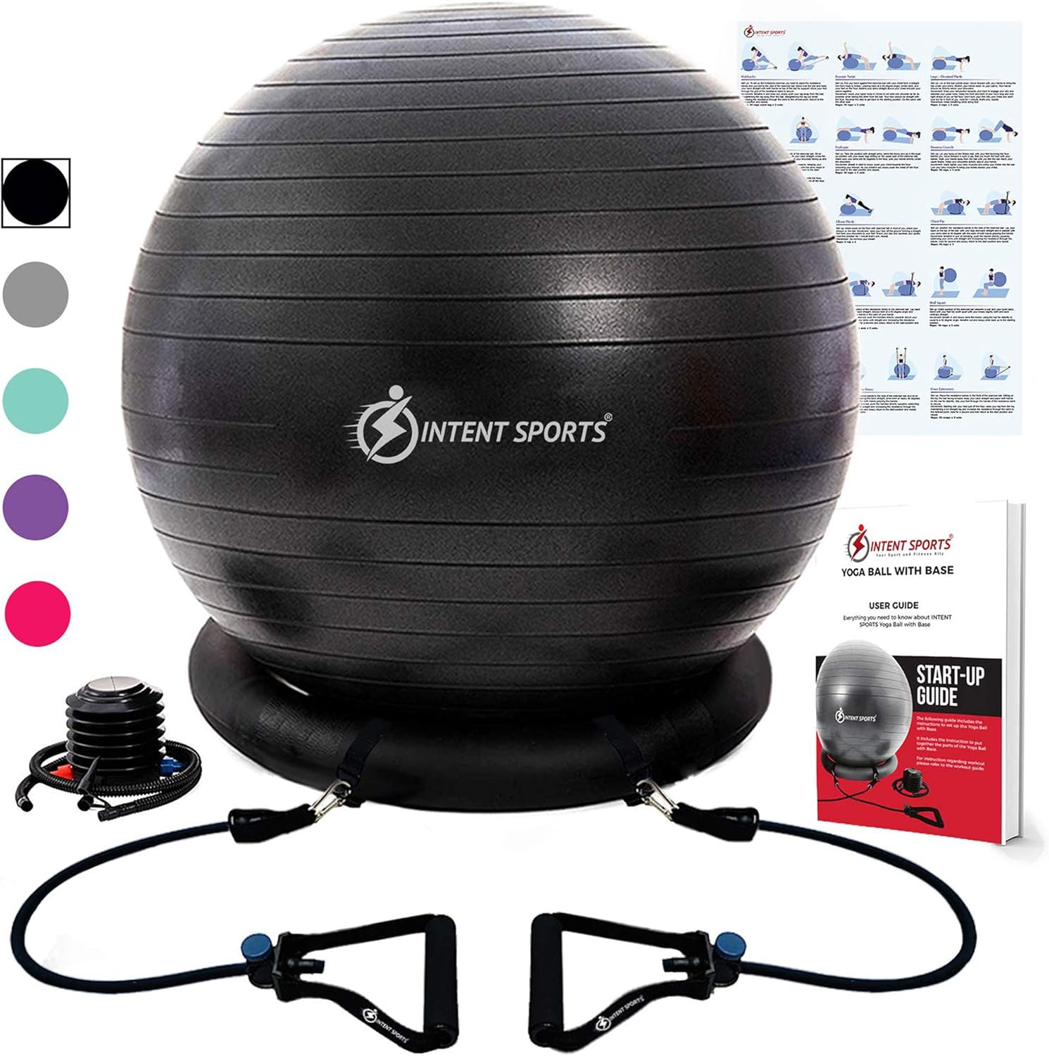 stability ball base with resistance bands