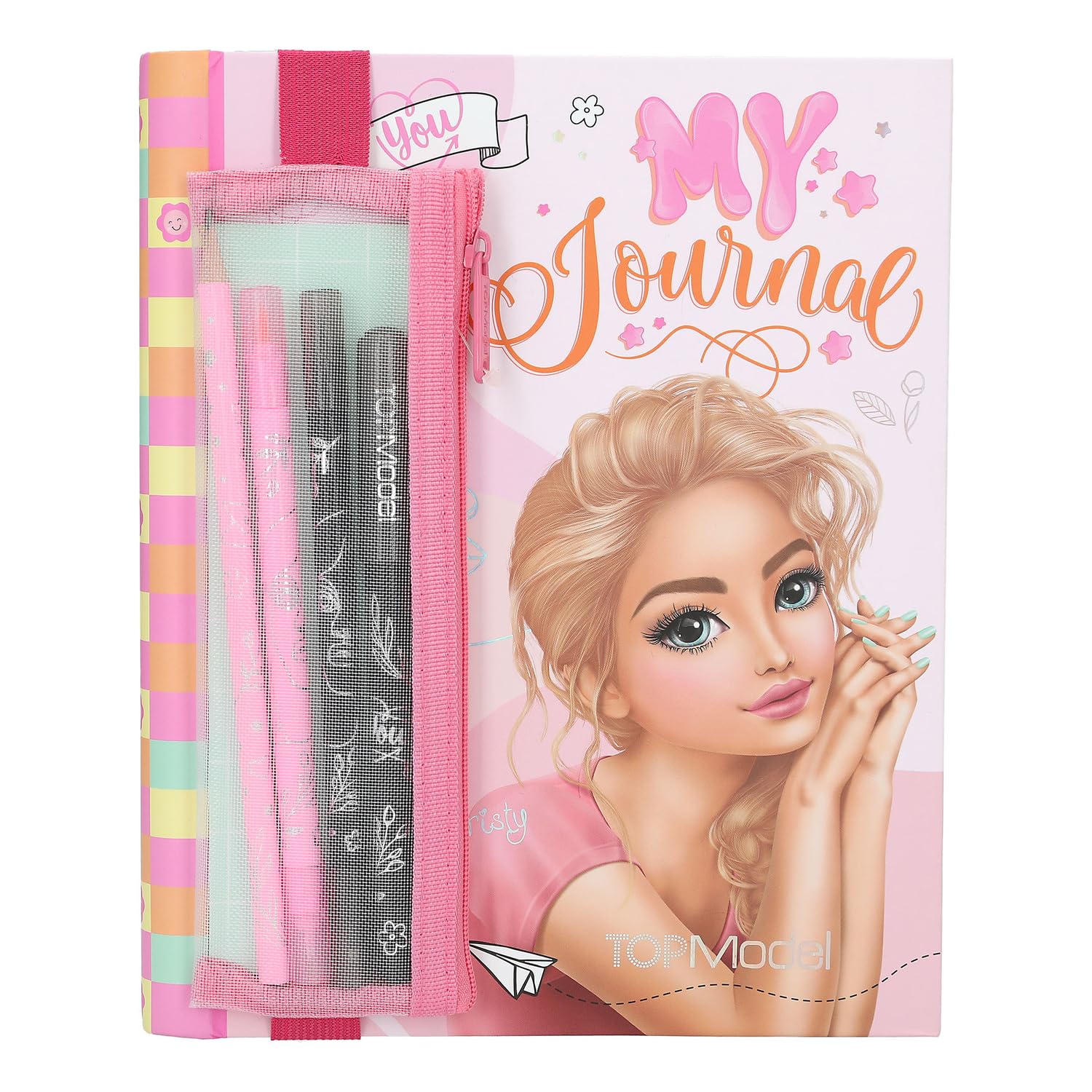 Depesche TOPModel 12716 TOPModel My Journal - Pink Pattern Notebook - Ring Binder for Journaling - Includes Pens, Stickers and ECC, Multicoloured