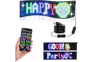 ITEFDTUTNE Programmable Led Sign 15"x4", Scrolling Bright Advertising LED Sign,Flexible Digital Sign,Bluetooth App Control Custom Text Pattern Pre-Made Animation, LED Sign for Car Store Bar