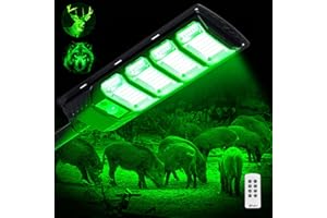 BINGLUX Hog Lights for Night Hunting - 12000LM Green Hunting Light, Solar Powered with Remote Control, Waterproof and Motion Activated Feeder Green Light for Hunting Hogs Deer Coyote Varmint