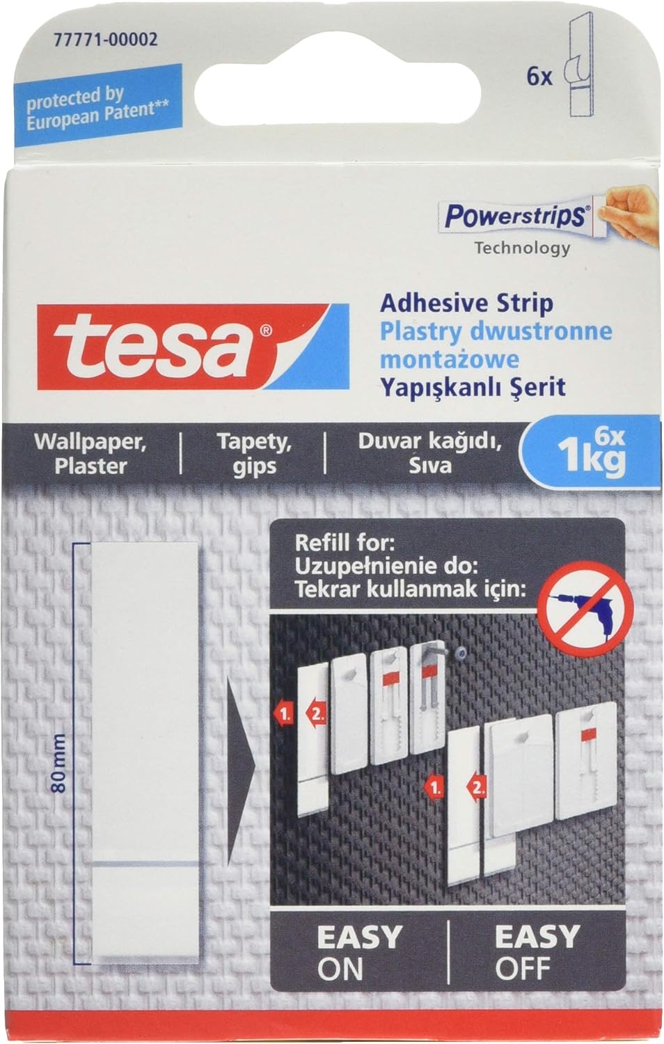 tesa 777710000200 Removable Adhesive Strips for Picture Hanging on