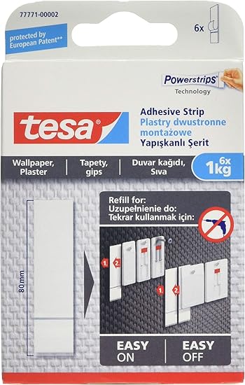 Tesa Smart Mounting System Removable Adhesive Strips For Picture Hanging On Wallpaper 1kg White Amazon Com