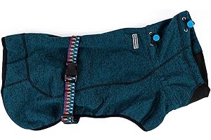 Wilderdog Fleece Dog Jacket with Neoprene Neck Gaiter - Medium - Pacific Blue