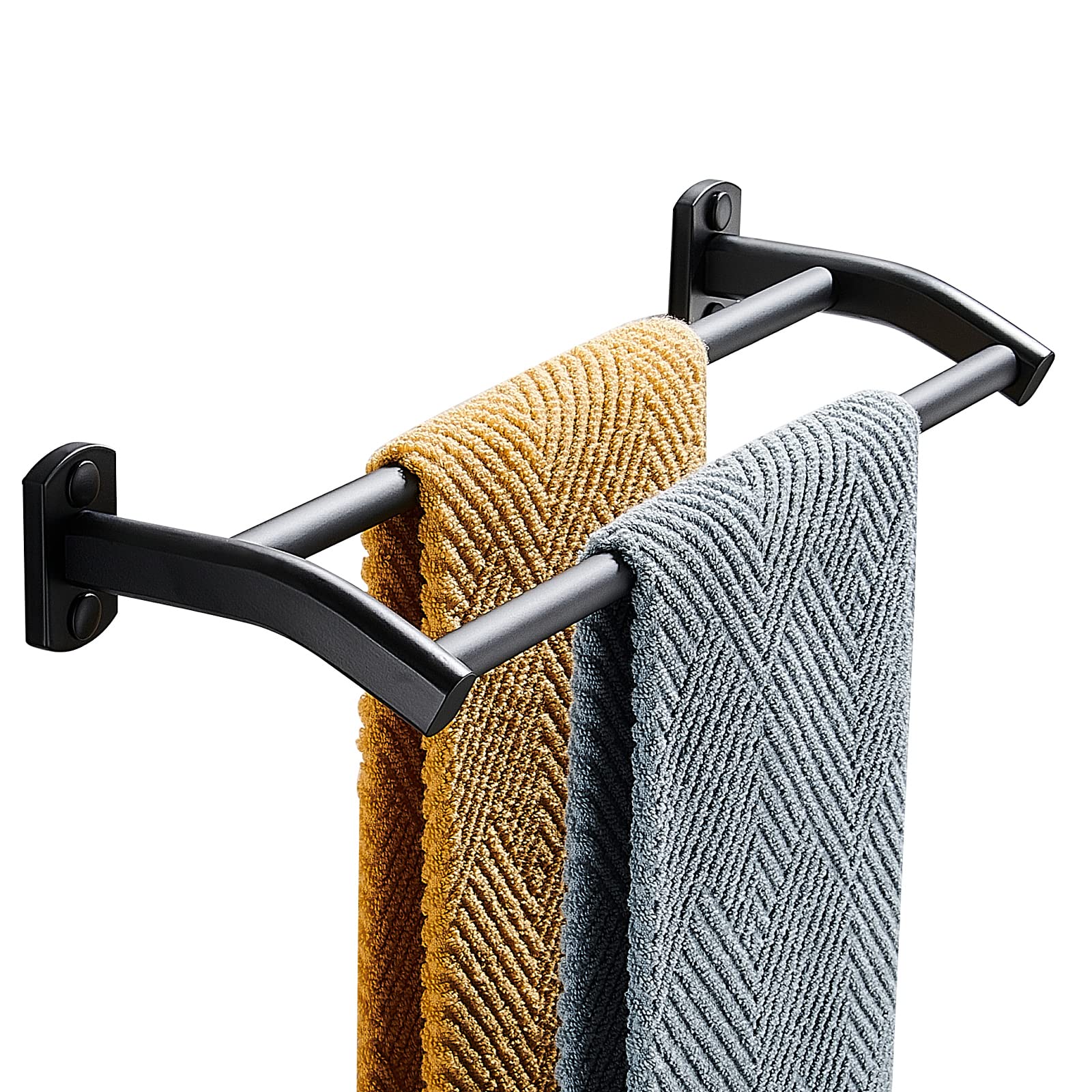 Dancrul Black Double Towel Bar, Hand Towel Racks for Bathroom Wall Mounted Towel Hanger, Matte Black Bath Towel Rod 40CM