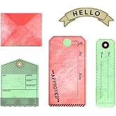 Sizzix Clear Stamps Set with Framelits Dies, Tag It by 49 &amp; Market, 6 Rubber Stamps &amp; 17 Cutting Dies