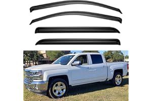 YQAUTEC Window Visors Rain Guards Shield for 2014-2018 Chevy Silverado/GMC Sierra 1500, Window Wind Deflectors Vent Shades for 2015-2019 Silverado/Sierra 2500HD 3500HD Crew Cab