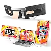 S6 Laptop Screen Extender Monitor Portable, 15.6'' Dual Screen Monitors for Laptop Plug and Play, FHD 1080P IPS Multi Triple Monitor for 13''-17'' Laptops Compatible with Mac/Wins/Android/Dex