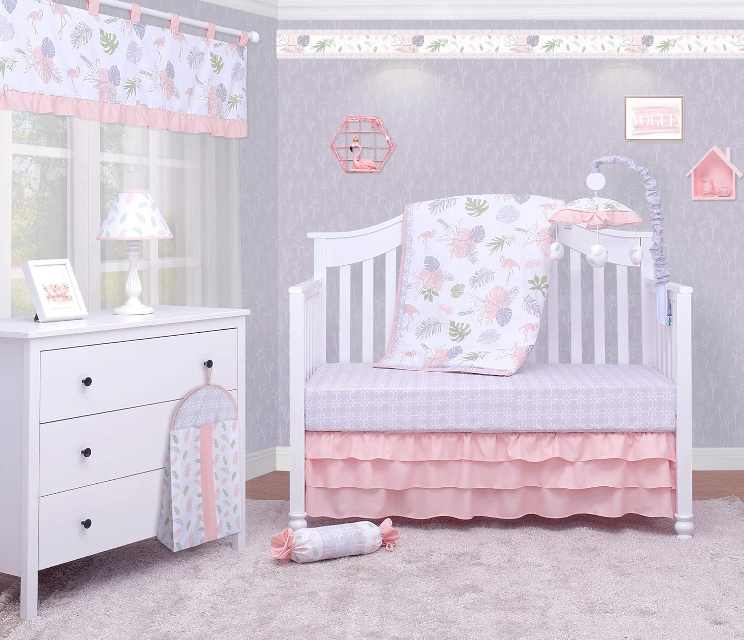 flamingo crib bedding set