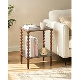 Fultyle Side Table, Small End Table with 2-Tier Shelf, Modern Night Stand | Vintage Small Coffee Tables Living Room for Bedroom, Narrow Spaces, Solid Wood Legs (Rustic Brown)