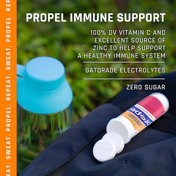 PROPEL IMMUNE SUPPORT TABLETS, VITAMIN C + ZINC, GATORADE ELECTROLYTES, ZERO SUGAR, MAKES 16.9 FL OZ, 2 FLAVOR VARIETY PACK, 10 COUNT (PACK OF 4)