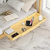 MinBoo Expandable Nightstand Shelf Bamboo College Caddy for Top Bunk Clip Bedside Shelf Floating Bed Side Table Tray Storage Dorm Room Decor College