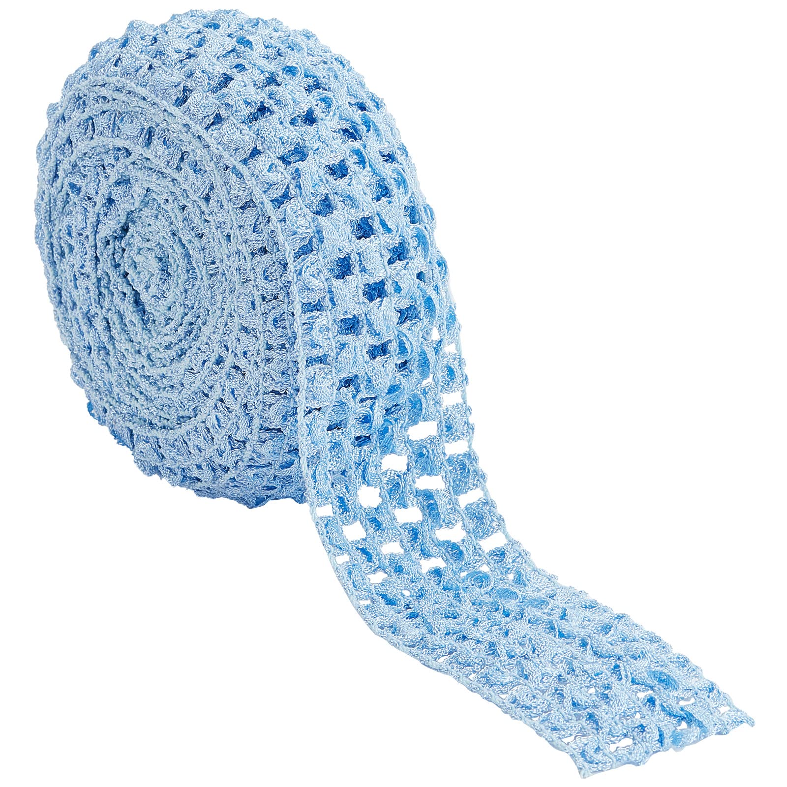 GORGECRAFT 5.5 Yards 1.6" Wide Elastic Crochet Headband Ribbon Polyester Crochet Stretch Trim Fabric for Hair Accessories Tube Top Hair Band Making, Cornflower Blue