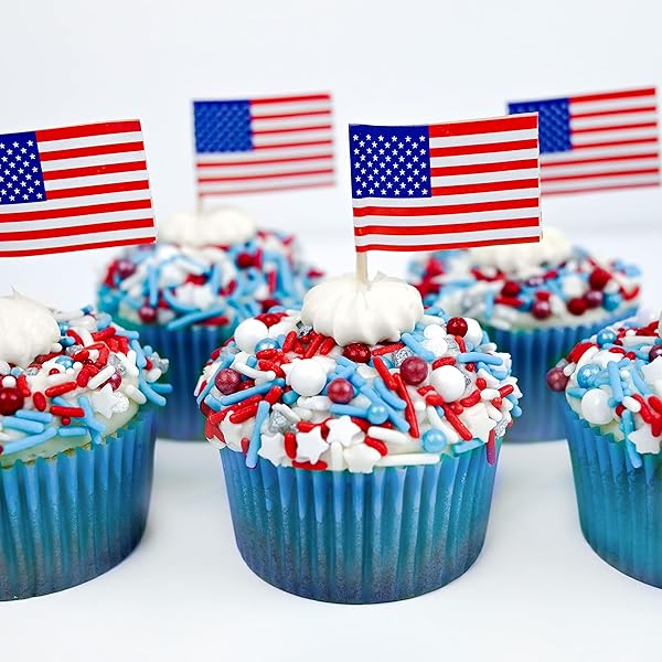 SWEETS INDEED SPRINKLES, EDIBLE SPRINKLE MIX, PERFECT FOR CAKE DECORATIONS, BAKING, ICE CREAM, COOKIES, CUPCAKE TOPPER (PATRIOTIC)