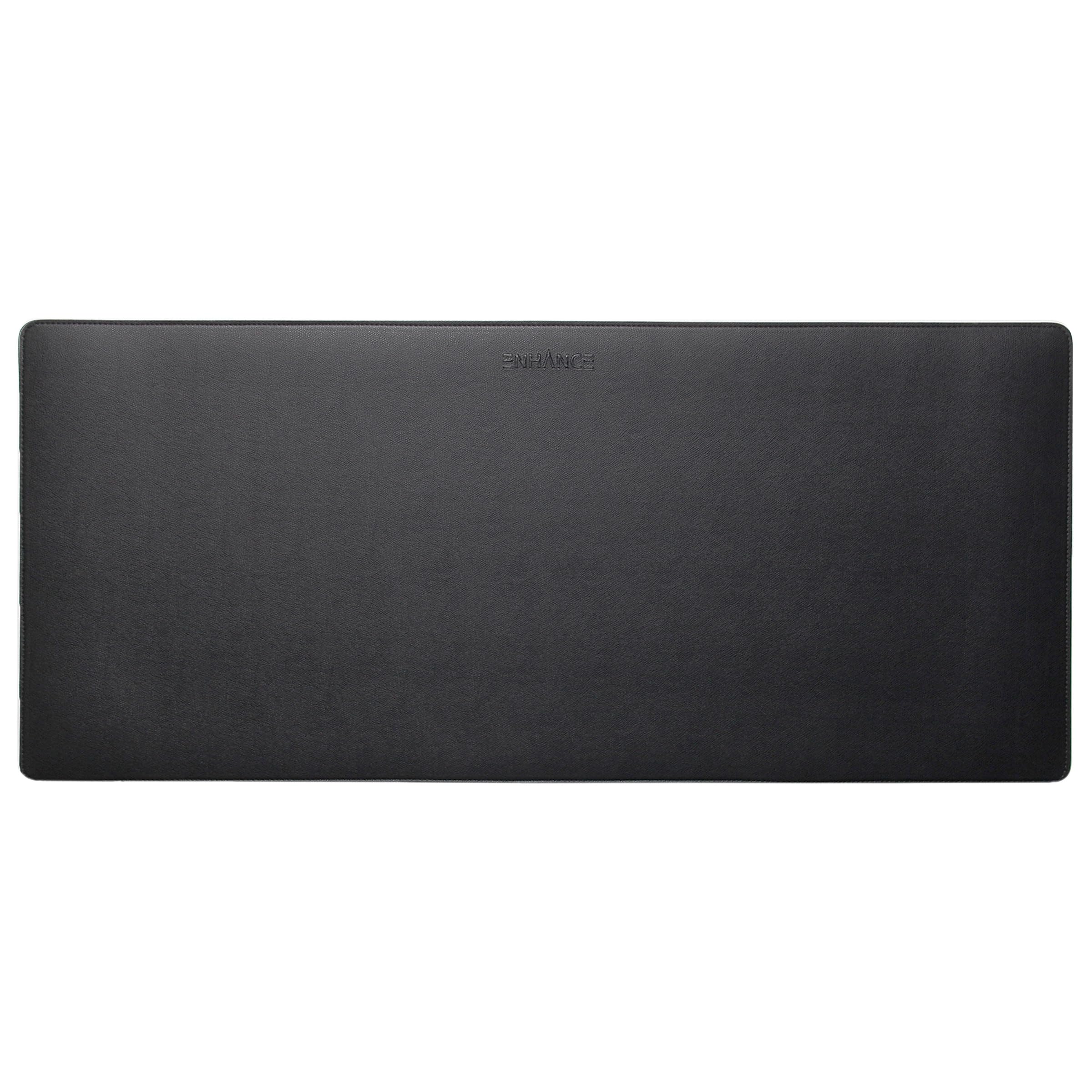 ENHANCE PU Leather TCG Playmat - Faux Leather Tabletop Card Playmat with Smooth Surface, Stitched Edges - Compatible with Pokemon, YuGiOh, MTG, Lord of The Rings, and Other TCG and LCG - Black