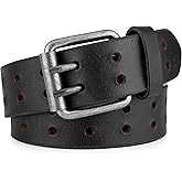 F&L CLASSIC Leather Work Belt, Heavy Duty Double Prong full grain Leather Belts for Men 1 1/2", Mens Casual Belts for Jeans