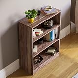 Vida Designs Cambridge 3 Tier Low Bookcase Walnut Wood Shelving Display view 7