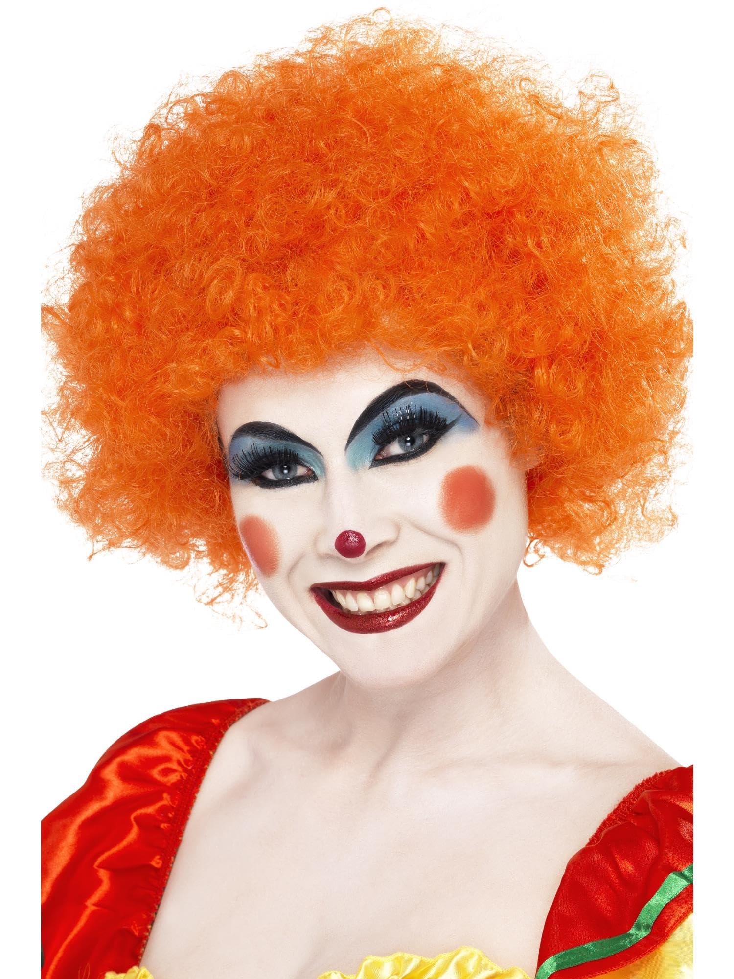 Smiffys Crazy Clown Wig, Orange 120g, Circus Fancy Dress, Clown Dress Up Wigs Halloween