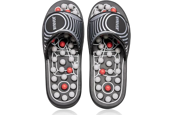 BYRIVER Acupressure Foot Massage Slippers Sandals Slides, Reflexology Tools for Feet, Pain Relief Blood Circulation Massager,