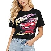 Disney Womens Graphic T Shirt - Cars Lightning McQueen Mickey Mouse Lilo and Stitch Marie Short Sleeve Crop Tops for Women