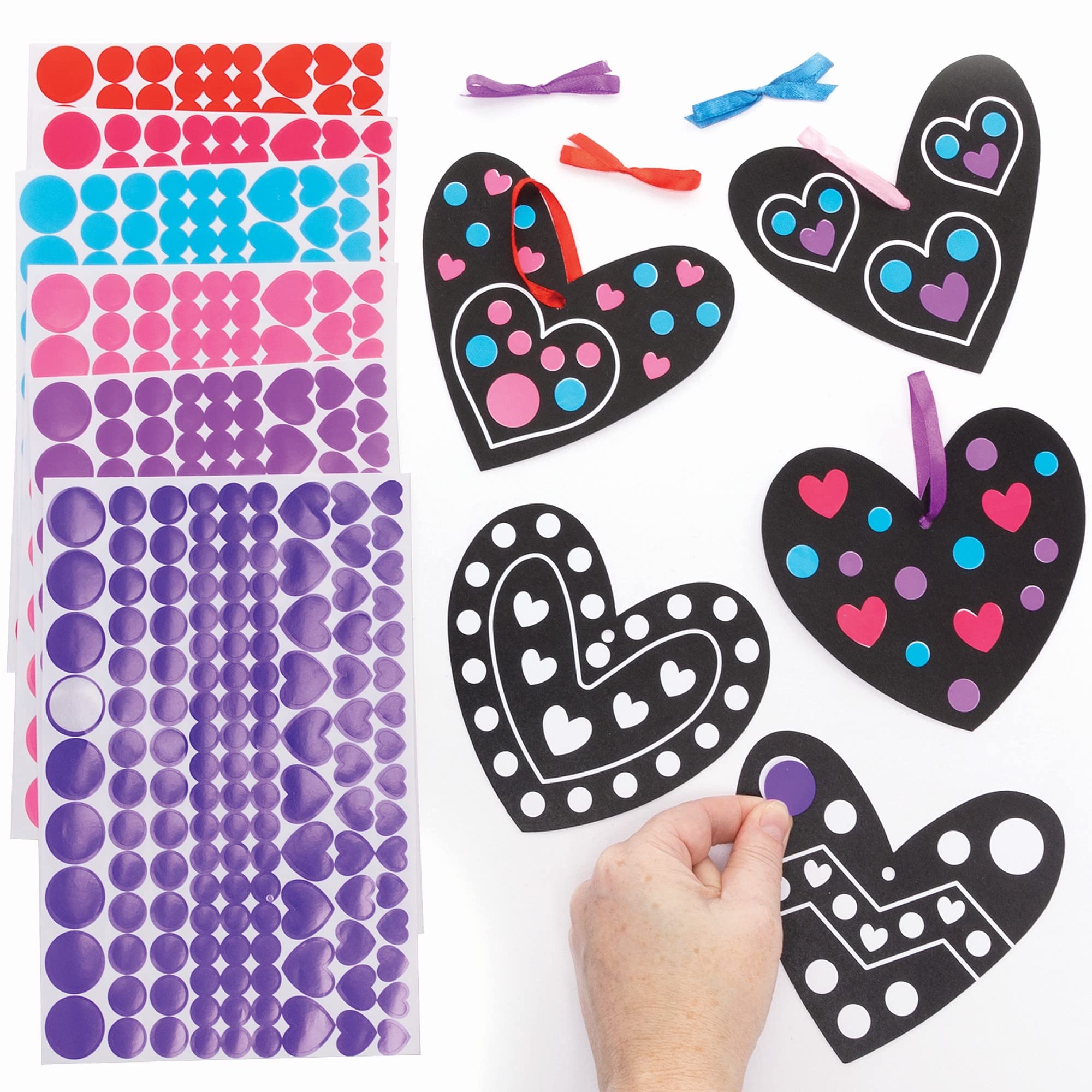 Baker Ross Heart Dotty Art Decorations - Pack of 12, Valentines Crafts for Kids (FC474)