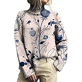 MARSVOVO Casual Sweaters for Women Fashion Pullover Turtleneck Lightweight Comfy Sweater Elegant Fall Sweater Tops