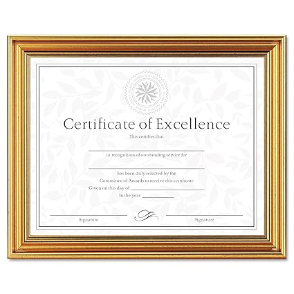 Dax N1818n1t Antique Colored Document Frame W Certificate Plastic 8 1 2 X 11 Gold