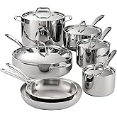 Tramontina Signature Tri-Ply Clad Stainless Steel 12-Piece Cookware Set with Lids, Pots and Pans Kitchen Set, Induction-Ready, Dishwasher-Safe, NSF-Certified, Made in Brazil