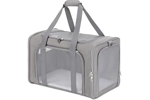 Pnimaund Pet Carrier Airline Approved, Soft Sides Cat Carrier for Puppy and Kitten, Travel Pet Carrier Suitable for Small Medium Cats Dogs up to 15 Lbs, Sturdy, Durable, Medium-Gray
