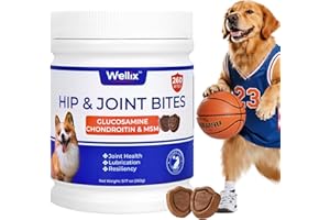 260 Bites Wellix Dog Hip and Joint Supplement Arthritis Pain Relief with Glucosamine Chondroitin MSM Natural & Functional Ing