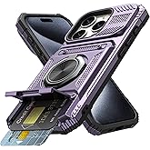 Vofolen for iPhone 15 Pro Max Case Wallet with Card Holder [Store 2 Cards] + 360° Magnetic Rotated Ring Kickstand, Heavy Duty Drop Protection Wallet Phone Case for iPhone 15 Pro Max 6.7 Inch Purple