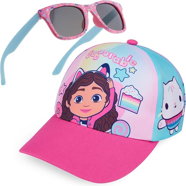 Casquette Fille Casquette Gabby's Dollhouse Enfant | Oreilles Chat 3D Paillettes Rose | Taille Unique - Officiel Accessoire été Gabby