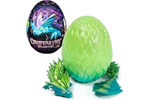 CrystaLynx Dragons, 12.5-inch Collectible Articulated Dragon Toy Figure & Blind Box Display Egg, Fidget Home Office & Desk Decor (Styles May Vary)