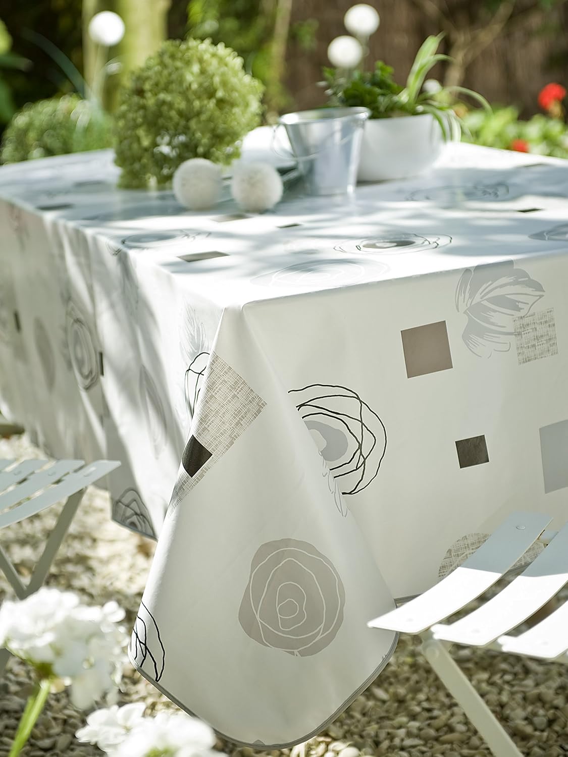CALITEX vrilissia White PVC Oilcloth Tablecloth Rectangular 140 x 250