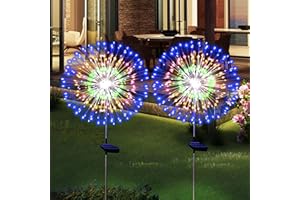 SOLARERA Solar Garden Firework Lights Outdoor Waterproof 2 Pack Solar Powered Art Stake Twinkle Lighting Outside Solar Lights Upgrad 180 LED Sparklers Lights for Yard Party Decorations (Colorful)