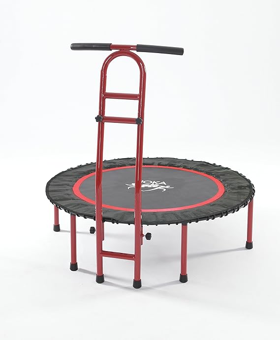JOKA Fit Trampolin 'Premium' mit Haltestange, - das Fitnesstrampolin mit 32-mm-Stahlrohrrahmen, 36 Bungees, bis 130 KG, 90 cm