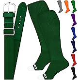 Exxact Sports Youth Baseball Socks and Belt Combo for Boys Girls - Soft, Durable Softball Socks and Belt Youth & Adult Sizes