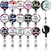 Zonon 16 Pcs Motivational Nurse Badge Reels with Alligator Clip Retractable Badge Holders with Fun Quotes Ma Pa CNA Week Appreciation Gift ID Clip for Doctor Nurse Volunteers Employee Office Worker