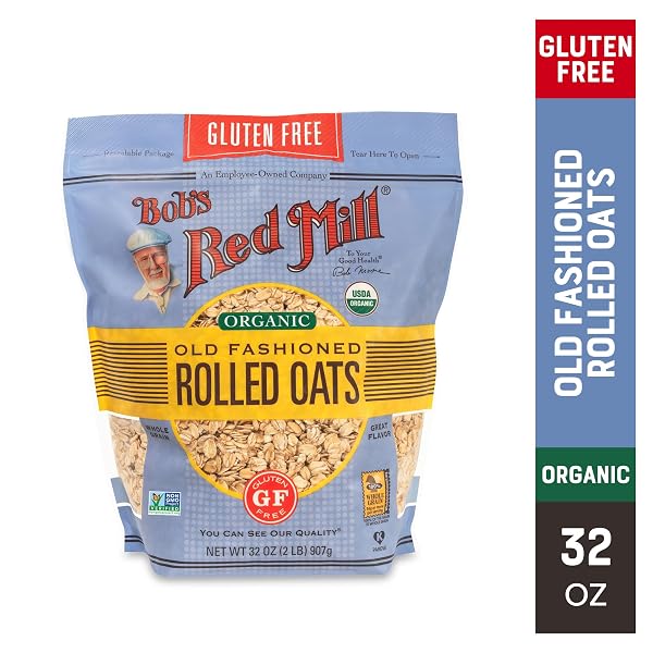 BOB’S RED MILL GLUTEN FREE ORGANIC OLD FASHIONED ROLLED OATS, 32OZ (PACK OF 1) – GLUTEN FREE, ORGANIC, NON GMO, WHOLE GRAIN, VEGAN, KOSHER